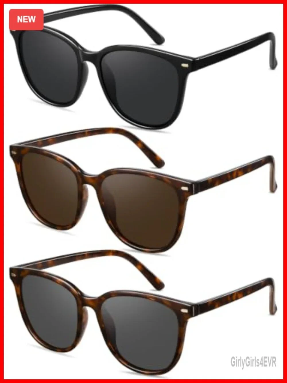 Retro Polarized Sunglasses for Women Men Big Frame Vintage Style UV400